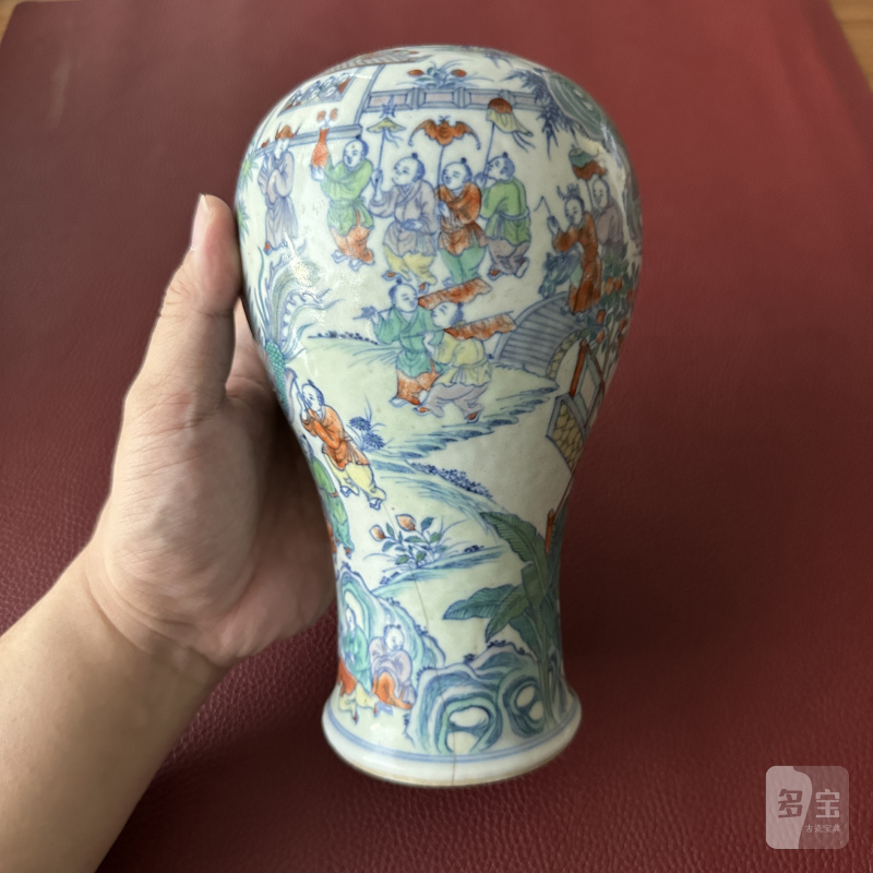 清中期 斗彩百子闹元宵图梅瓶 - 图20
